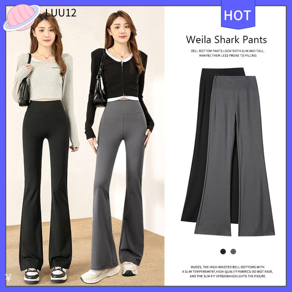 FEBRUARY RAIN DIGITAL GOODS Thiết kế thon gọn Quần váy xòe Dây rút eo Vải co giãn Quần legging tập yoga Hiệu ứng nâng cơ Chống ánh sáng Quần ống loe Thực hành Yoga