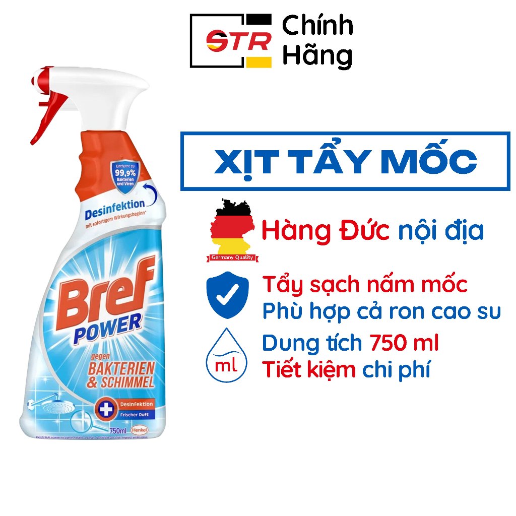 Xịt Tẩy Mốc Gioăng Cao Su Máy Giặt Bref Power Làm Sạch Ron Cao Su Máy Giặt Cửa Ngang, Tẩy Mốc Bề Mặt