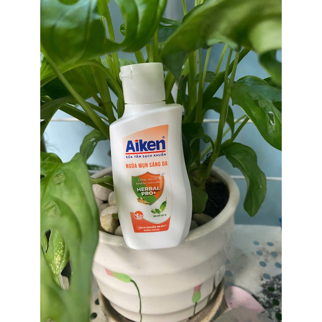 Sữa tắm sạch khuẩn Aiken 60g chiết xuất bạc hà - Ngừa mụn sáng da ( Size du lịch )