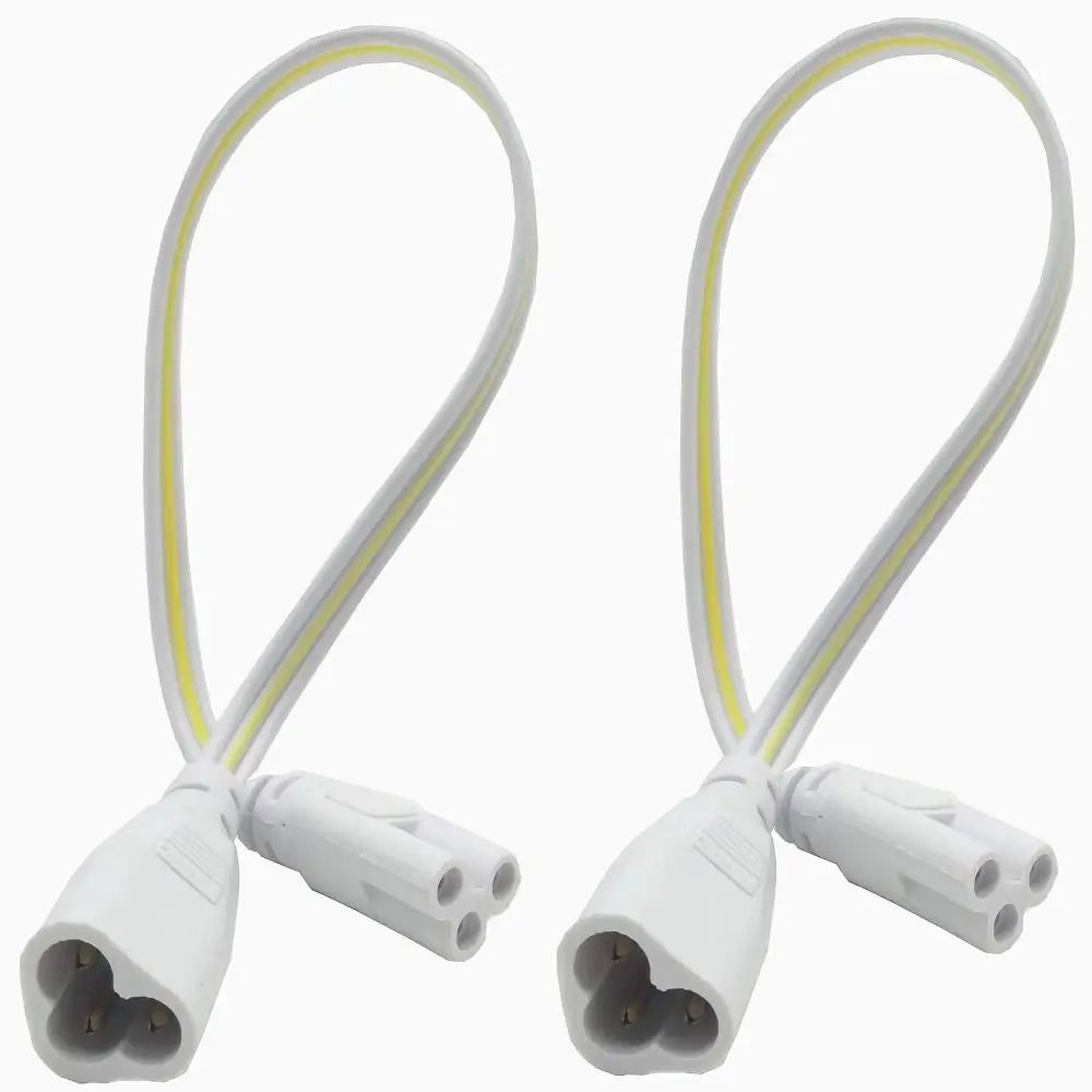7wvr 2pcs PVC Plastic LED Lamp Connecting Wire Copper 3Pin T5 Tube Male and Female Connecting Wire Extension Wire White 9H4B3