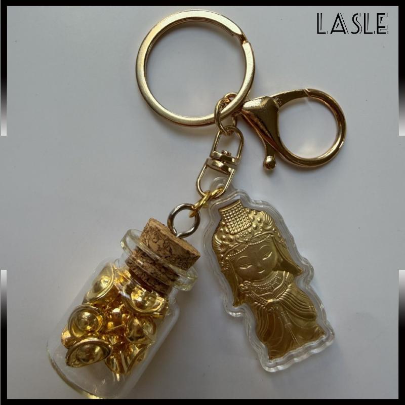 Lasle Năm sáng tạo của ngựa giả lá vàng móc khóa Fortune Golden yuanbao móc khóa túi Mặt dây chuyền trang trí quà tặng năm mới - 5