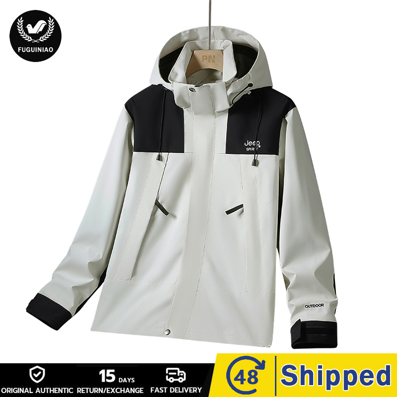 2024 New Spring Autumn Fashion Outdoor Jacket Couple Coat Casual Jacket Windproof Waterproof Detachable Hat(Jeep Logo) ราคา 519 บาท*ส่งฟรี