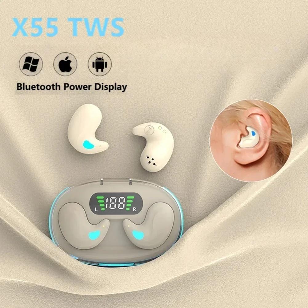 X55 Earphones Wireless Earphones Headphones Noise Reduction Sport Game Sleep Bluetooth 5.0 Earbuds HIFI Stereo Music Headset ราคา 120 บาท*ส่งฟรี