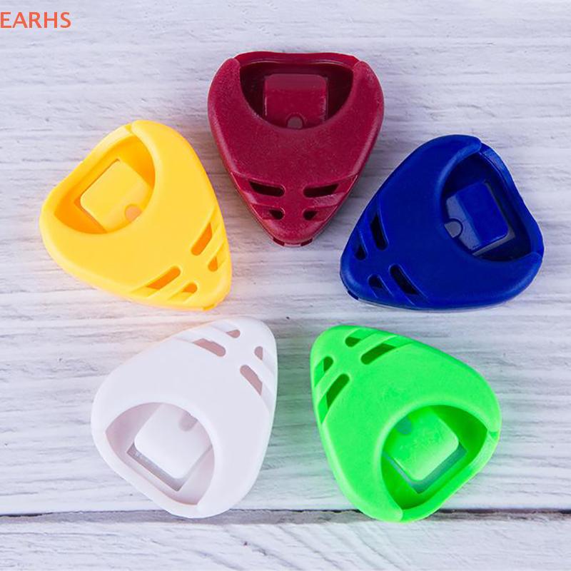 EOY 5pcs Guitar Picks chủ nhựa Stick-on guitar Pick trường hợp guitar điện Phụ kiện cho Bass Ukulele Guitar Màu Paddle Clip