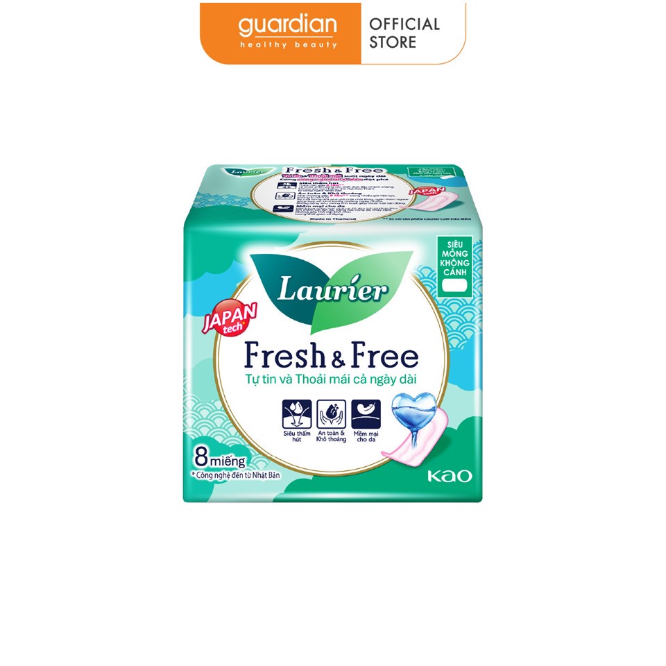 Băng vệ sinh siêu mỏng không cánh 22cm fresh & free laurier 08 miếng
