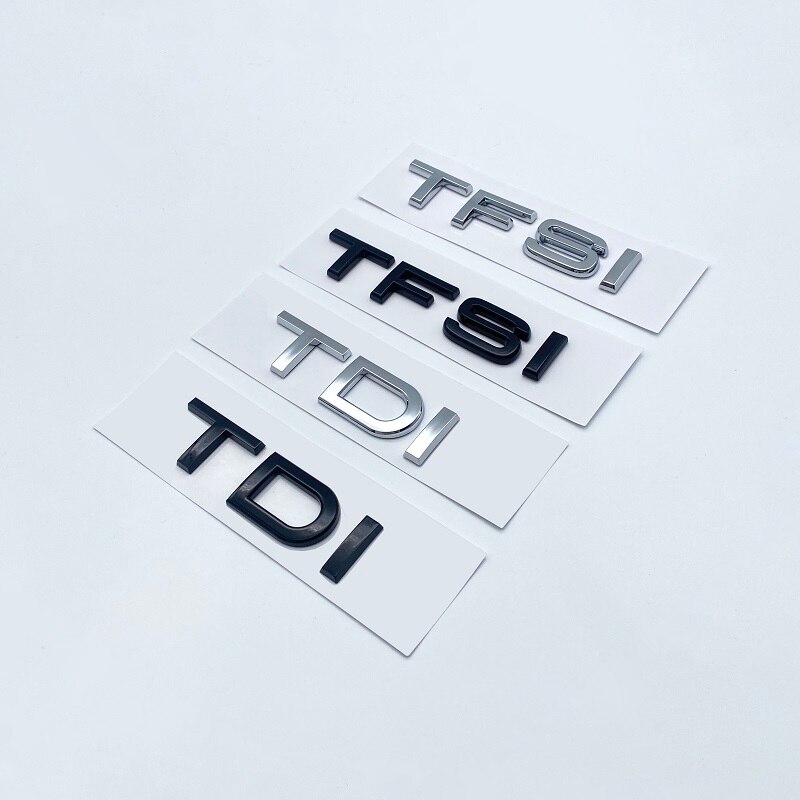 Hot 3D Chrome Glossy Black ABS TDI TFSI Car Rear Emblem Sticker for Audi