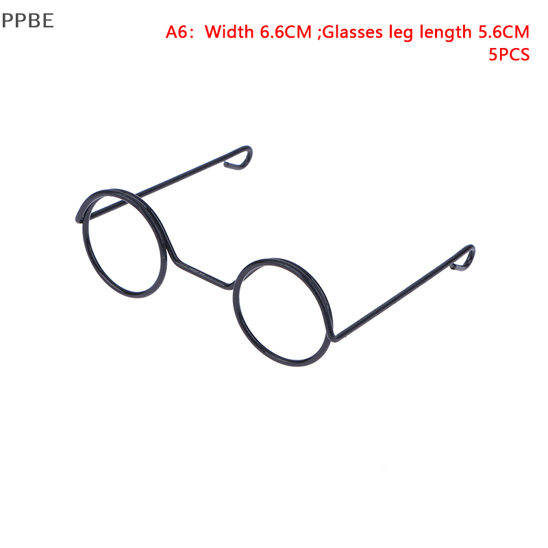 PPBE 5pcs thu nhỏ kính mắt kim loại Vòng khung lensless Eyewear đồ chơi