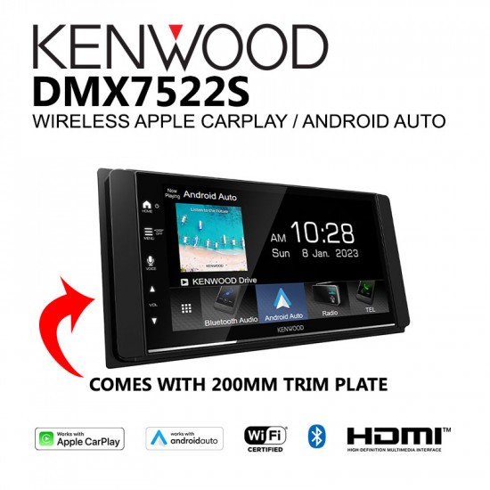 จอ 2DIn KENWOOD DMX7522S ขนาด6.8นิ้ว มีAppleCarPlay/Android Auto รองรับMIRRORLINK เฉพาะแอนดรอยด์ ราคา 15,800 บาท*ส่งฟรี