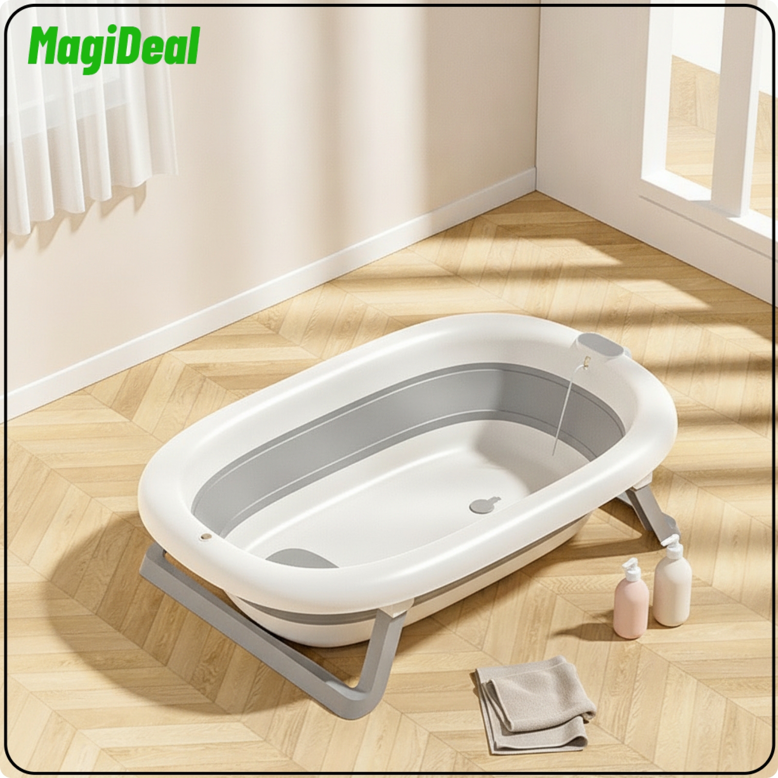MagiDeal Freestanding Foldable Baby Bathtub Space-Saving Baby Bathtub with Legs Portable Compact for Bathroom ราคา 1,646 บาท*ส่งฟรี