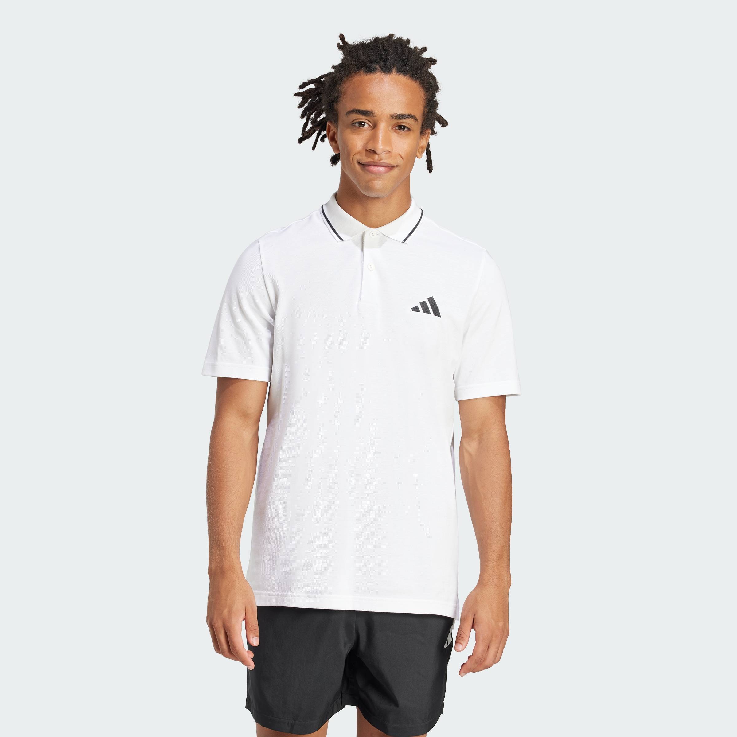 adidas Lifestyle Essentials Small Logo Piqué Polo Shirt Men White JE9020