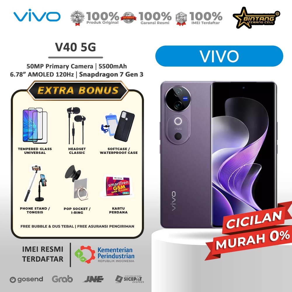 Vivo V40 5G Ram 12/512GB ram 12/256GB Garansi Resmi Harga  6,298,000 Ringgit*Penghantaran Percuma