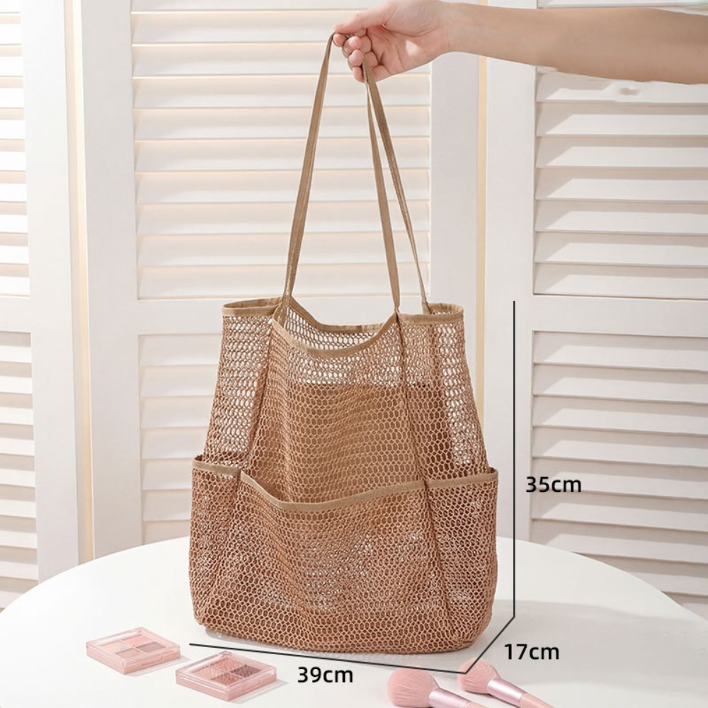 HERWK Nylon Túi lưới đi biển Khoét rỗng Dung lượng lớn Túi xách lưới Màu đơn sắc Thoáng khí Túi bơi Đàn ông - 3
