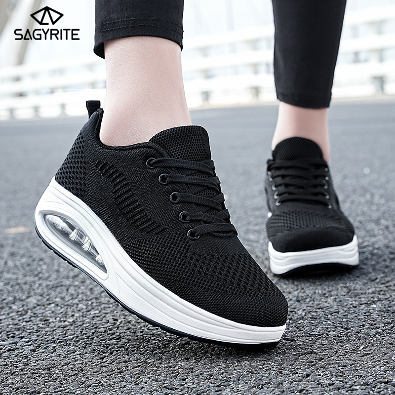 SAGYRITE Women's Sneakers Rocking Shoes Air Cushion Shoes with PU Sole Plus-Size Athletic Shoes ราคา 1,090 บาท*ส่งฟรี