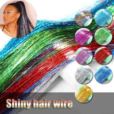 CCFJTJK Women Sparkle Hair Tinsel Party Highlights Glitter Wig Piece Hair Styling Accessory Shiny Wire Hair Extension Seamless Hair Extension