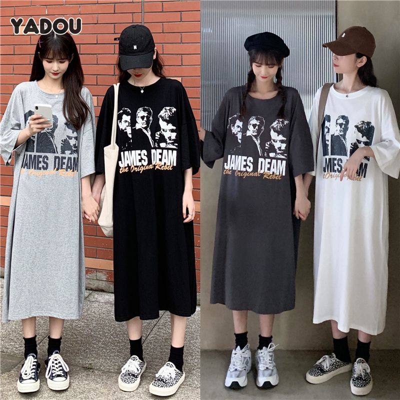 YADOU Dress, Long below the Knee Nightdress, Female plus Size Loose Maternity Dress ราคา 118 บาท*ส่งฟรี