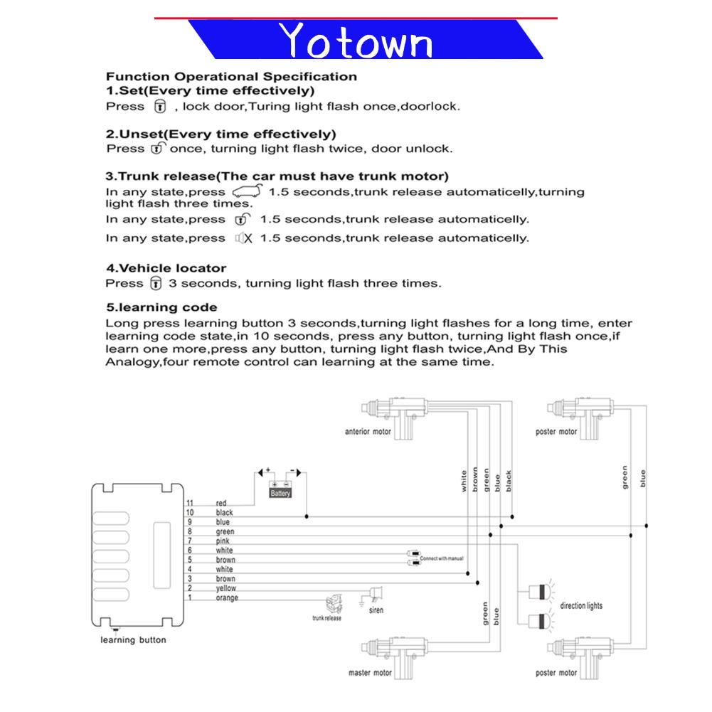 Yotown Khóa cửa ô tô đa năng Hệ thống khóa không cần chìa khóa Bộ khóa điều khiển trung tâm từ xa có nút nhả cốp xe Giá 655,000 Đồng*Miễn phí vận chuyển