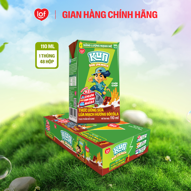 Sữa lúa mạch KUN vị socola thùng 48 hộp x 110ml