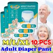 Aoduoyaya Adult Diapers: 10Pcs M/L/XL Unisex Pull Up