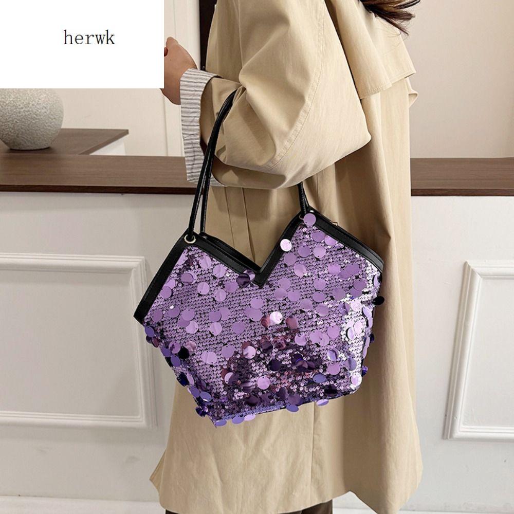 HERWK Vàng Túi xách sequin Bạc Túi xách buổi tối Túi đeo vai lấp lánh Túi đeo nách Lớn Túi xách lấp lánh Các cô gái