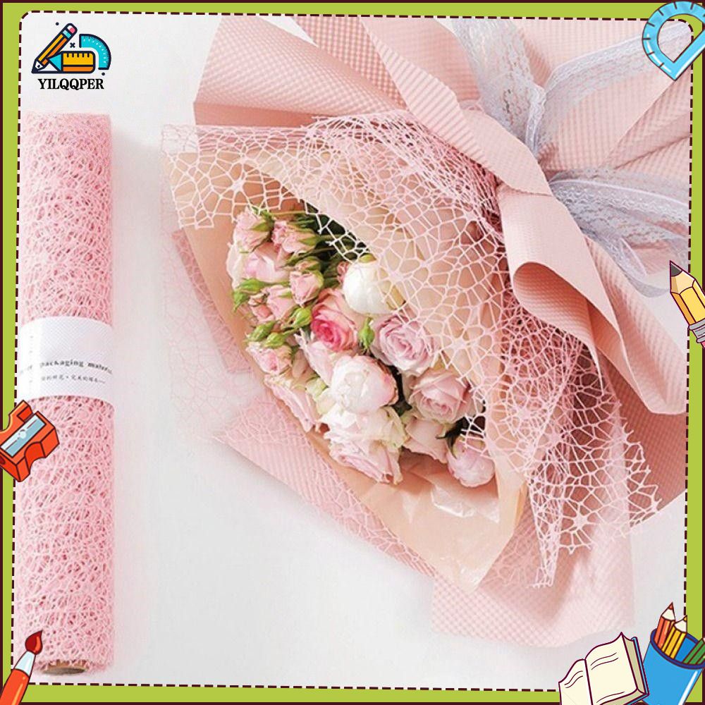 YILQQPER 50ซม. 4.5 เมตร ตาข่าย ดอกไม้ ผ้าก๊อซห่อดอกไม้ ห่อช่อดอกไม้ ตาข่ายแบบตาข่าย กระดาษห่อดอกไม้ ของขวัญวันเกิดของขวัญ ลายดอกไม้ดอกไม้ ตาข่ายผ้าแจ็คการ์ด วันวาเลนไทน์ ราคา 65 บาท*ส่งฟรี