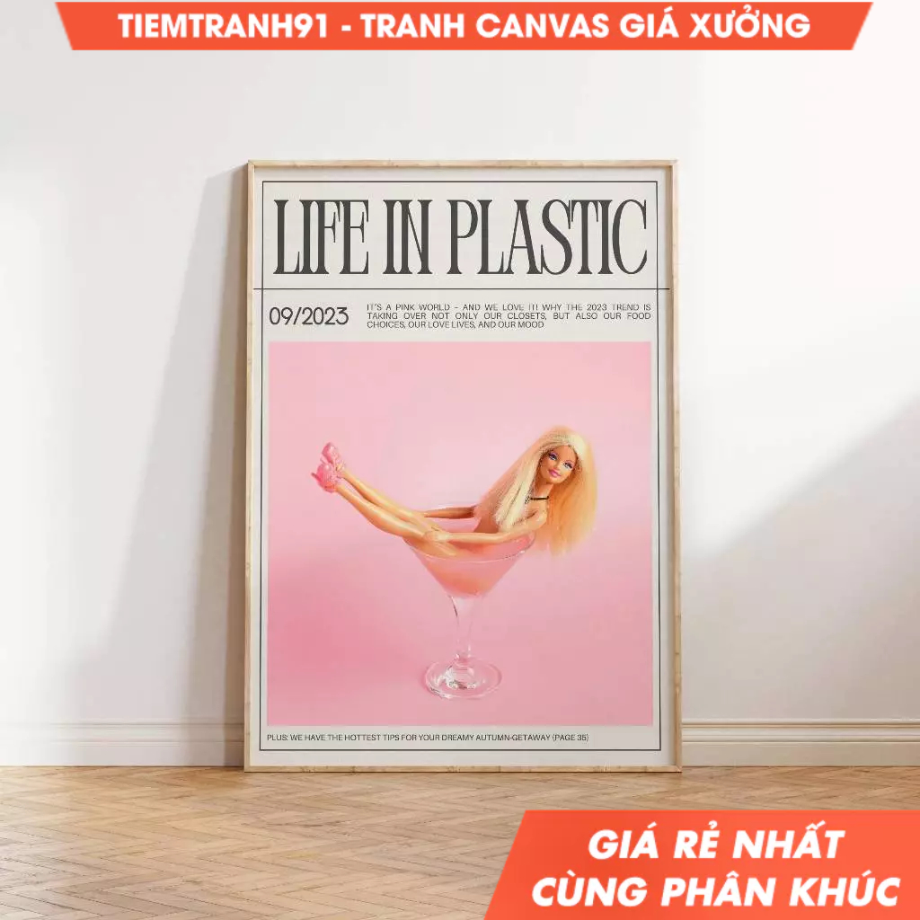 Tranh treo tường, Trendy Magazine Cover Print Pink Martini Poster Trendy Doll Wall Art Girly Dorm Room Decor Preppy New
