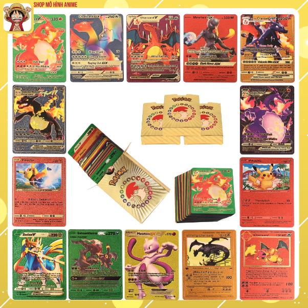 [Hoàn Tiền 10%]Bộ thẻ bài Pokemon cao cấp các loại 10 thẻ , 27 thẻ , 55 thẻ , mạ vàng bạc , 7 sắc cầu vồng