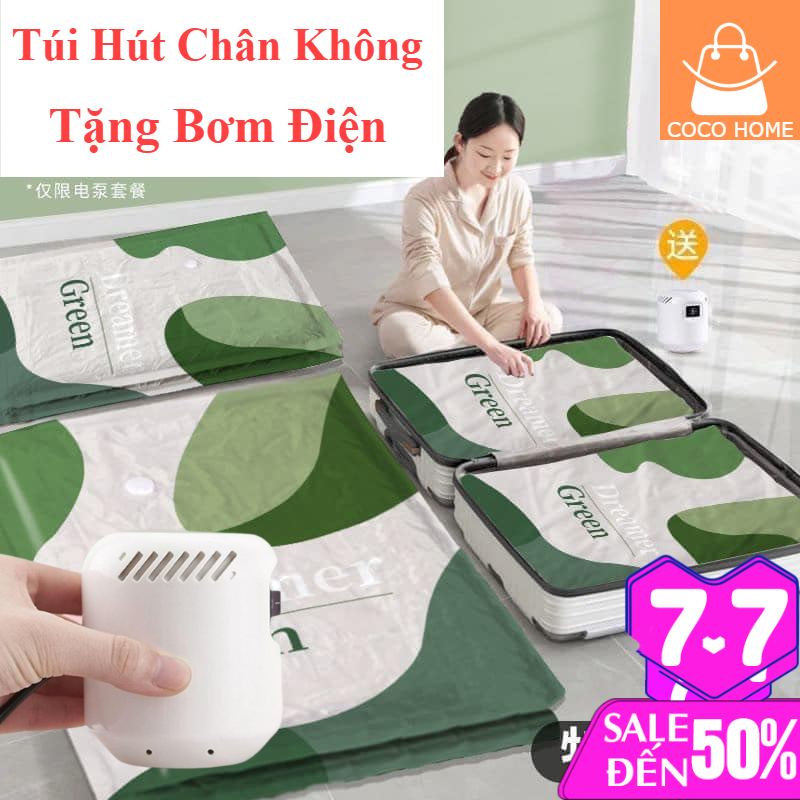 Bộ 6 túi hút chân không dùng để cất quần áo chăn ga gối tiết kiệm không gian + bơm điện -túi hút chân không đựng chăn, quần áo,túi đựng chăn màn quần áo-túi quần áo
