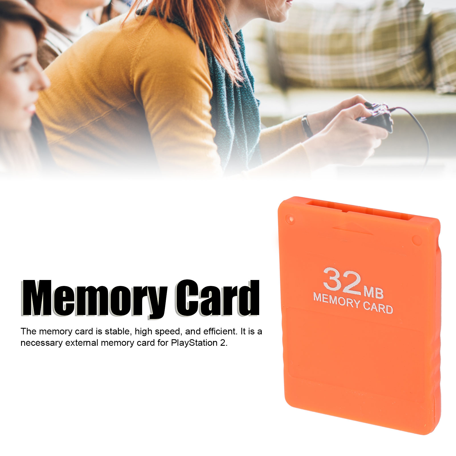 Sungoayue THẺ NHỚ 32Mb tốc độ cao hiệu quả lưu trữ chơi game di động cho với chất liệu nhựa ABS Tương thích với tất cả các phiên bản PS2 (Màu Cam)