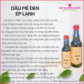 Dầu mè đen - Dầu vừng ép lạnh thủ công, không tinh chế, nguyên chất 100%