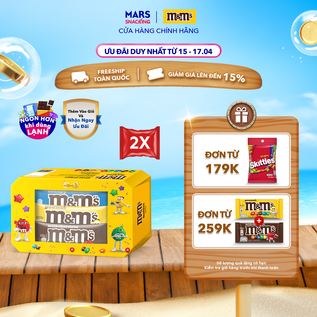 Combo 6 Gói Kẹo Socola MM's mix vị 2 Hộp x 104g (2x sữa 37g, 2x đậu phộng 37g, 2x crispy giòn 30g)