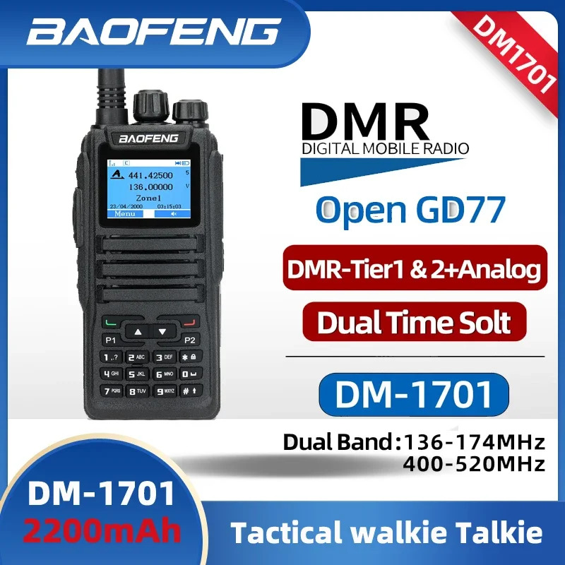 NEW brand Baofeng DMR DM 1701 Digital Dual Mode og Two Way Radio Open GD77 Dual Time Slot Tier 1 2 H