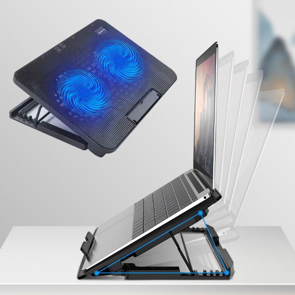 EMERRY Có thể điều chỉnh Tấm làm mát laptop Lưới kim loại Cổng USB Đế làm mát laptop Bền bỉ Đèn LED Quạt làm mát laptop Văn phòng