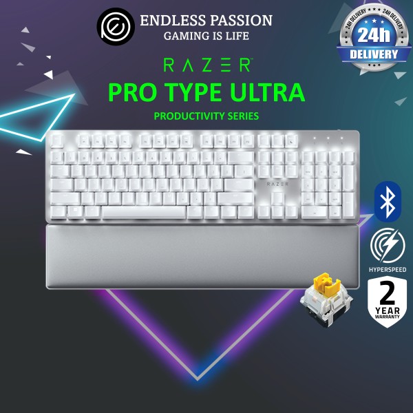 Razer Pro Type Ultra Wireless Mechanical Keyboard: Silent, Linear Switches - Ergonomic Design - Hyperspeed Technology - Connect up to 4 Devices - Fully Programmable Keys & Smart Controls Singapore