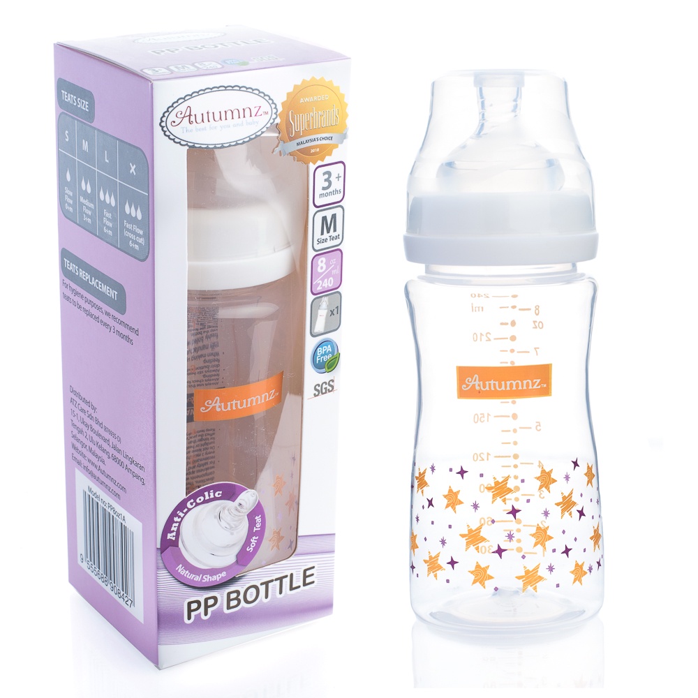 Autumnz - PP Wide Neck Feeding Bottle 4oz/6oz/8oz/10oz(Twin Pack / Single Bottle) Free Gifts for Twin pack