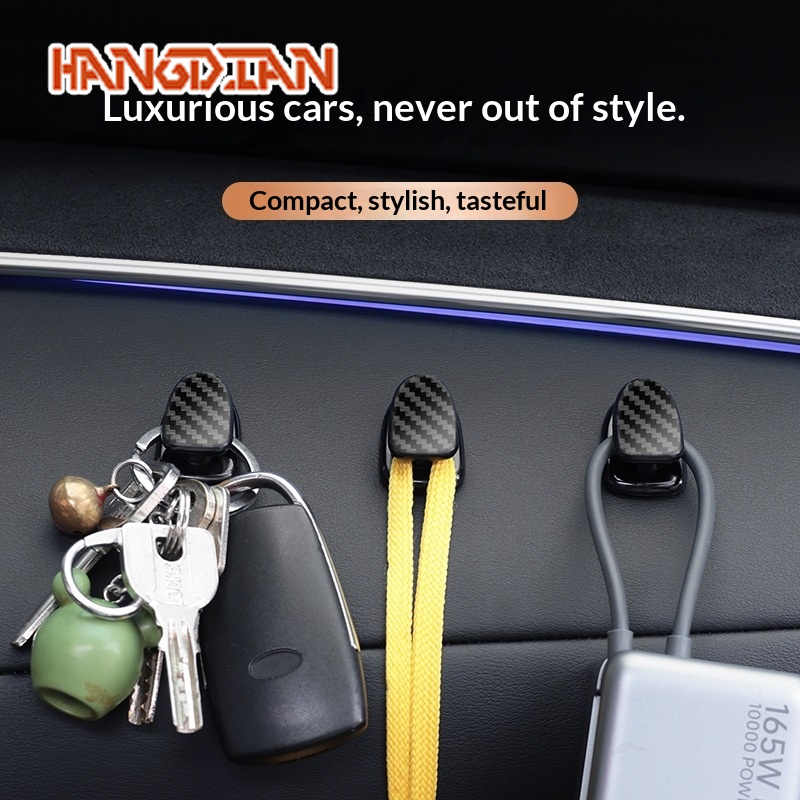 HANGDIAN Car Carbon Fiber Texture Mini Hook for Interior Storage and Decoration ราคา 21 บาท*ส่งฟรี