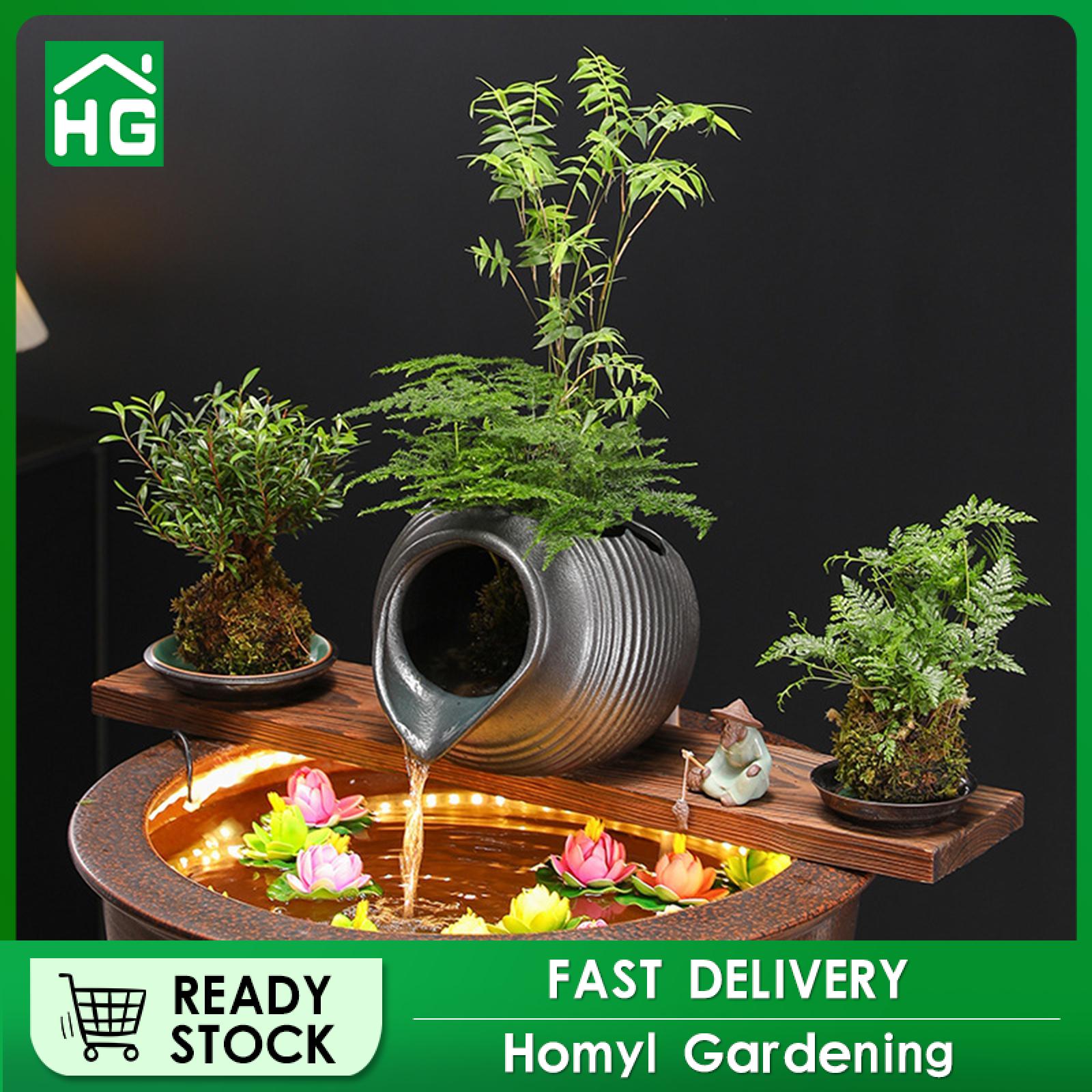 Homyl Waterfall Water Fountain Jar Clay Pot for Fish Tank Aquarium 3.4x3.2x3inch Black Accessory Multipurpose Tabletop Decoration