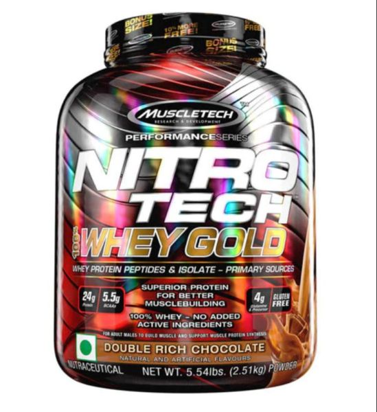 Sữa tăng cơ MuscleTech Nitro-Tech 100% Whey Gold (5.5 Lbs) (tặng kèm bình shaker)