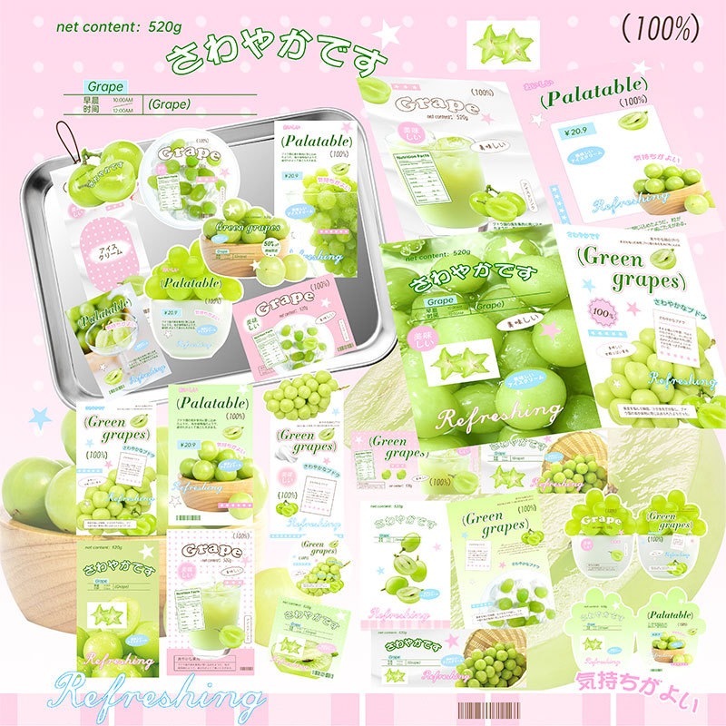 Tổng hợp các set gói đồ gói card gói hàng xinh xắn theo màu corquette trái cây dễ thương
