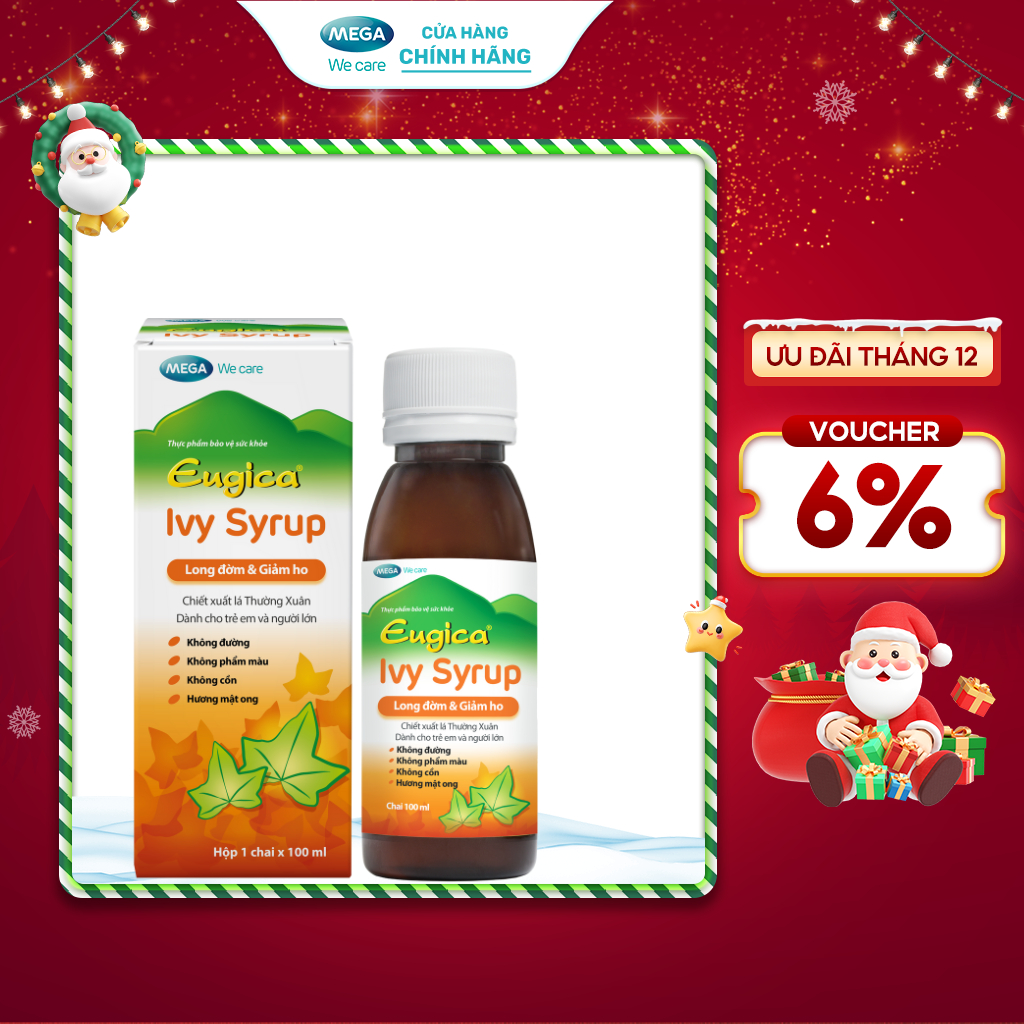  Siro thảo dược cao lá thường xuân hỗ trợ long đờm giảm ho EUGICA IVY SYRUP   Hộp 1 chai x 100 ml  