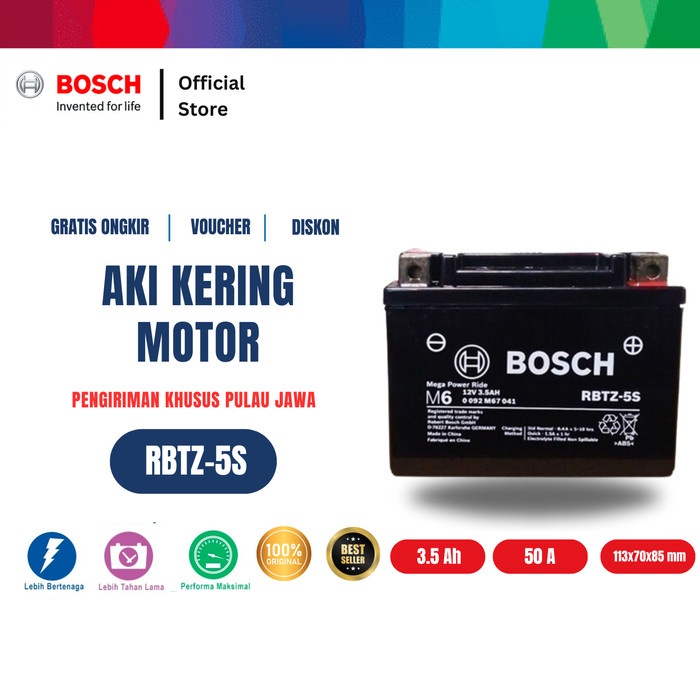 Aki Kering Motor - Maintenance Free Bosch RBTZ5S Harga 225,250 rupiah*Gratis Ongkir