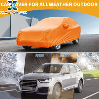 X AUTOHAUX Car Cover Waterproof All Weather Automotive Outdoor Anti-UV Full Exterior Cover for BMW X5 210D-PU Orange with Left Side Zippers