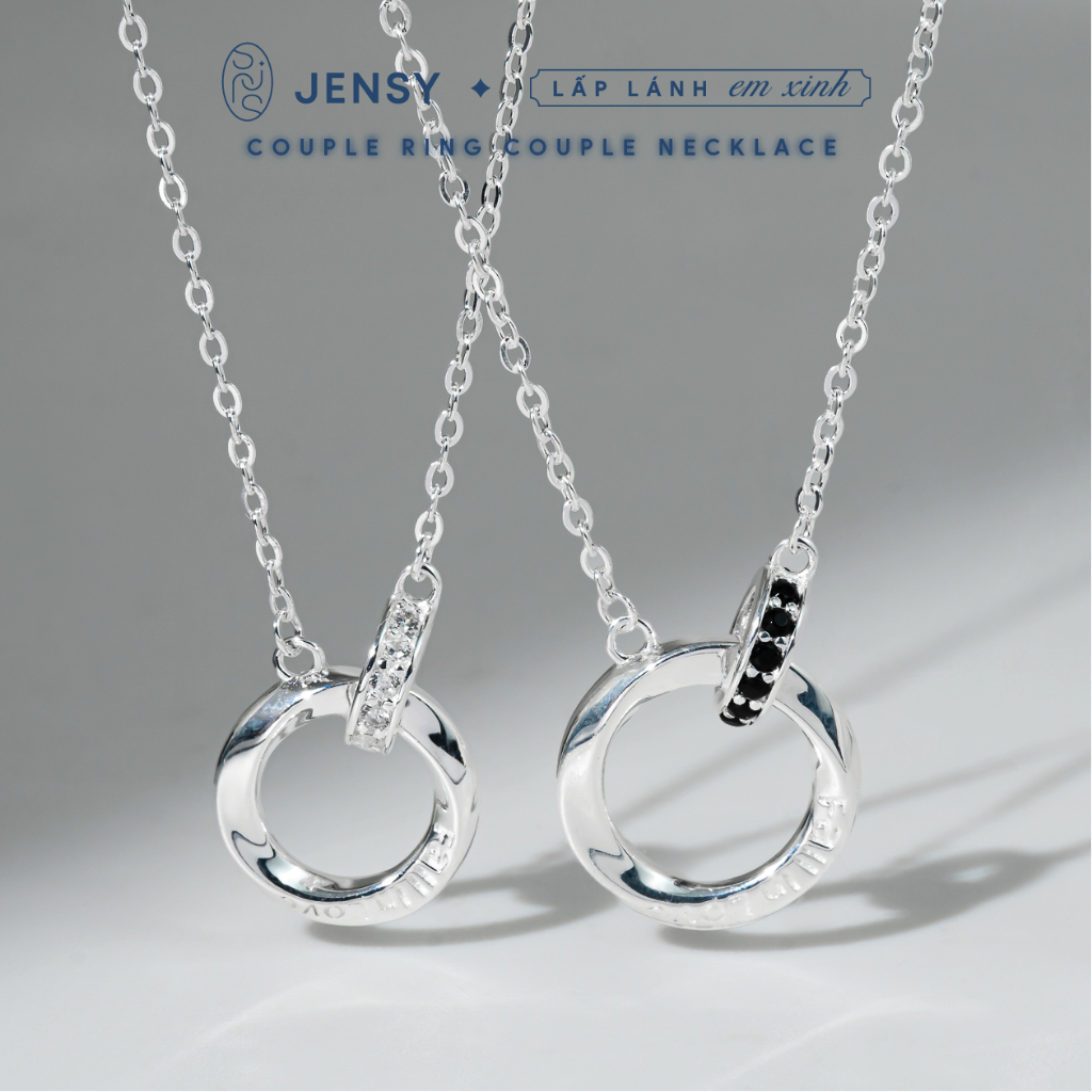 Dây Chuyền Đôi Bạc S925 Cao Cấp JENSY "Couple Ring" VCDJ1 Vòng Cổ Đôi Bạc Nam Nữ Tình Yêu