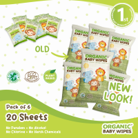 ORGANIC BABY WIPES 20s Nature PACK OF 6