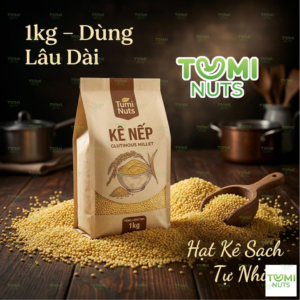 Kê Nếp Tumi Nuts 1kg – Nguyên Liệu Dinh Dưỡng, Dùng Lâu Cho Gia Đình Đông Người & Nấu Ăn Số Lượng Lớn