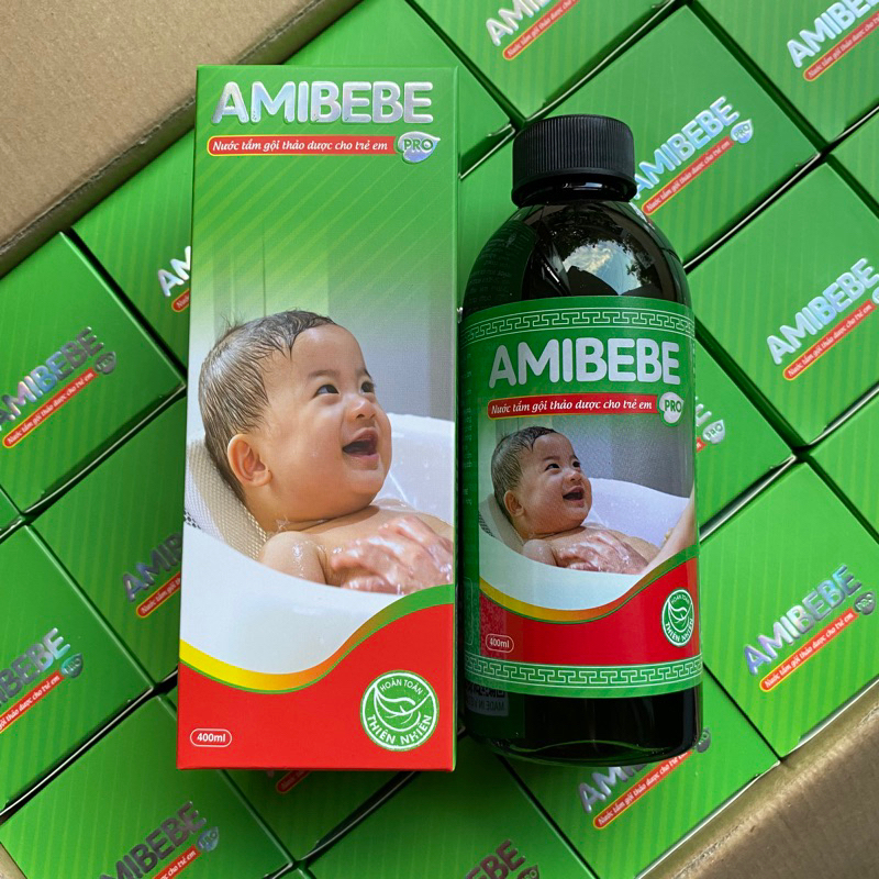 Nước tắm thảo dược Amibebe hết rôm sảy cho bé chai 250ml 400ml. Hàng chính hãng
