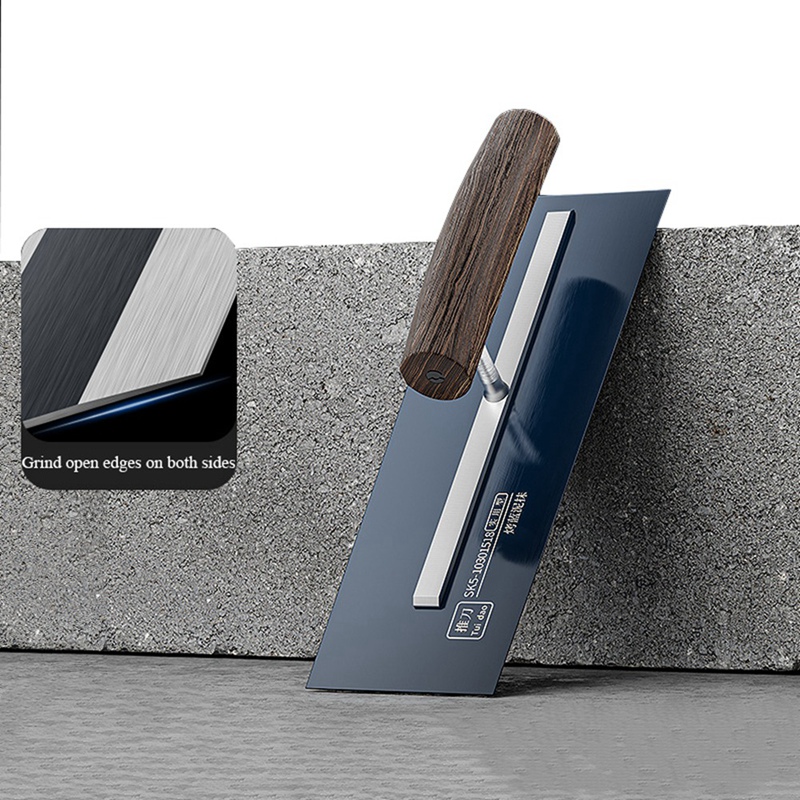Cement Trowel Plastering Trowel Drywall 0.5mm Thick Finishing SK5 Steel Trowel with Wood Handle L-Shank