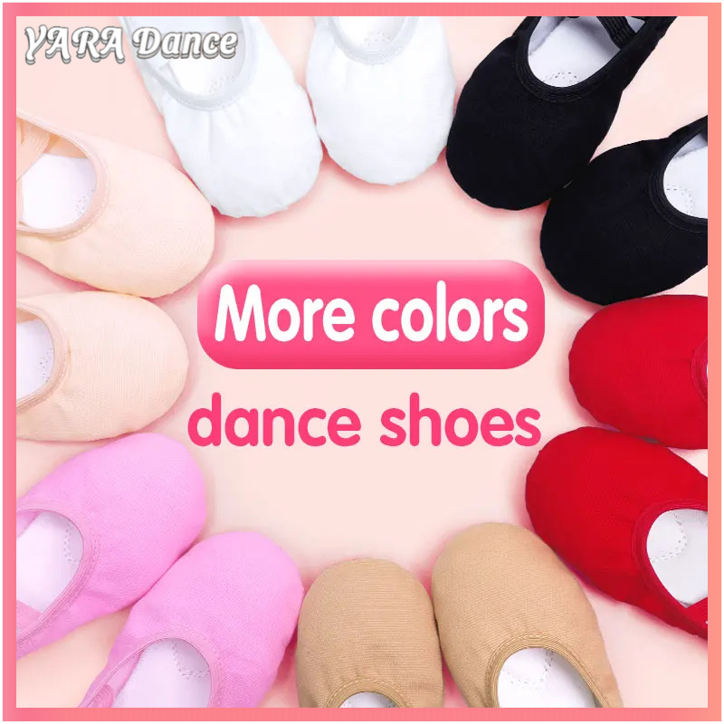 Giày ballet trẻ em YARA, giày mềm cho bé gái, giày vải cho trẻ nhỏ, 6 màu, đế da, giày ballet