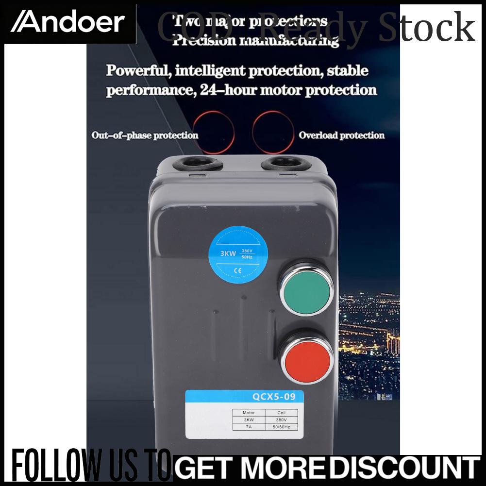 Andoer Công tắc động cơ điện Bộ khởi động động cơ điện Ứng dụng rộng rãi Bộ bảo vệ quá tải 3 pha 3KW 380V 5.4‑7.2A Bàn ủi cho ứng dụng nước Giá 644,000 Đồng*Miễn phí vận chuyển