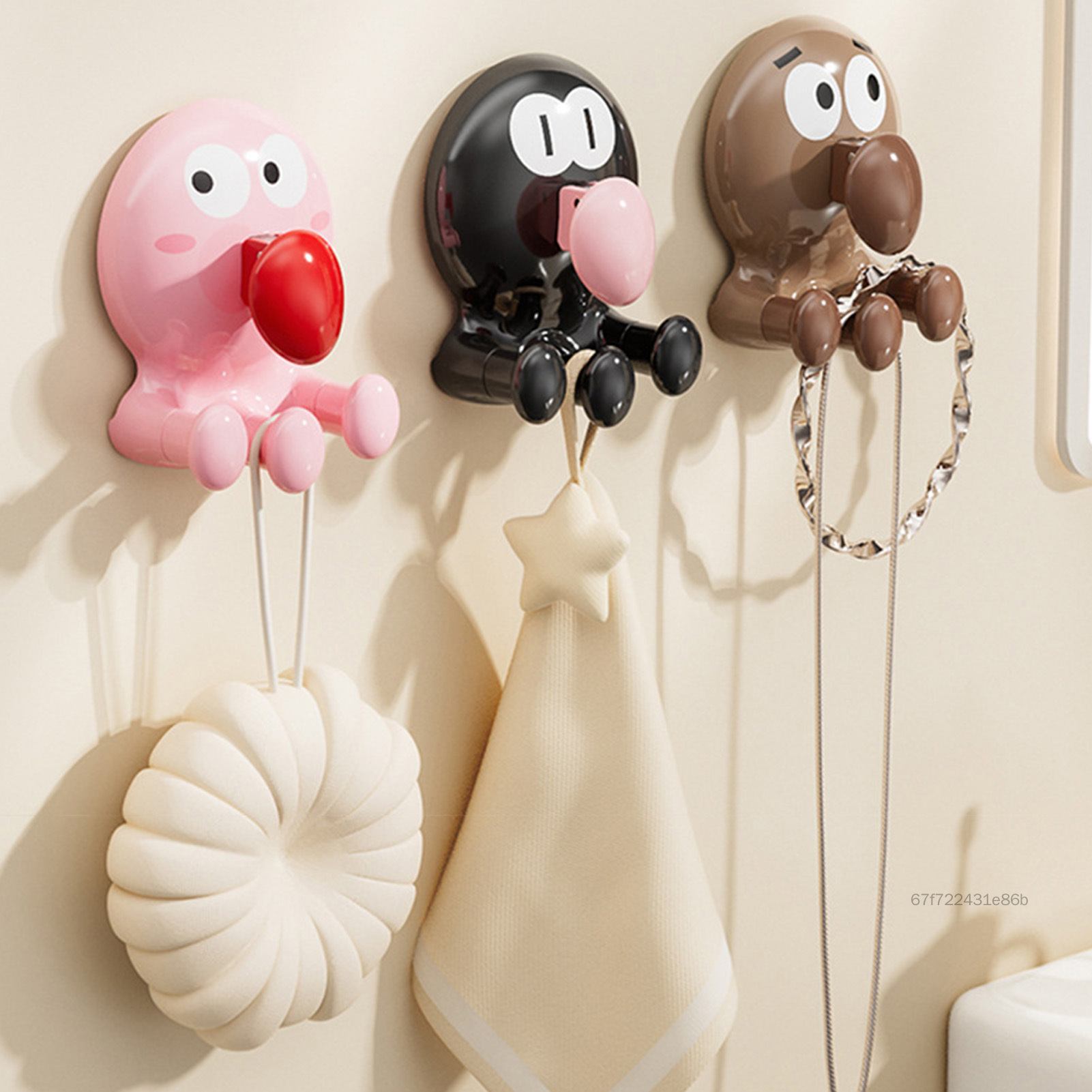 Bánh octopus hút dễ thương móc treo tường ba móng móc treo khăn tắm phòng lưu trữ giá đỡ Winsky-VN