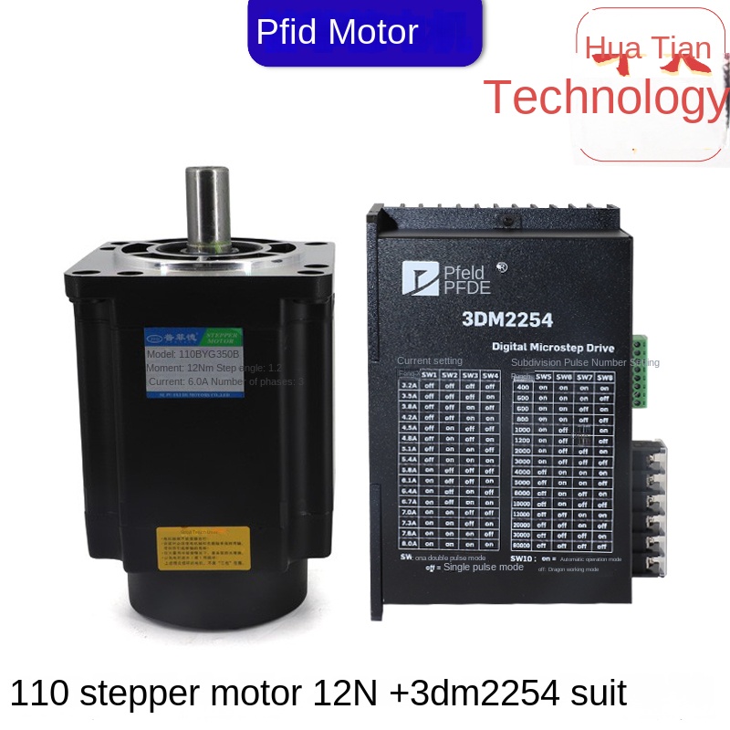 Bộ Động Cơ Bước 3 Pha 110 12N Driver 3DM2254 tùy chọn: 110BYG350D 20N.m + Driver 3DM2283 Prfid - 220V, DSP Chip, 8-20N.m Cho CNC, Tự Động Hóa